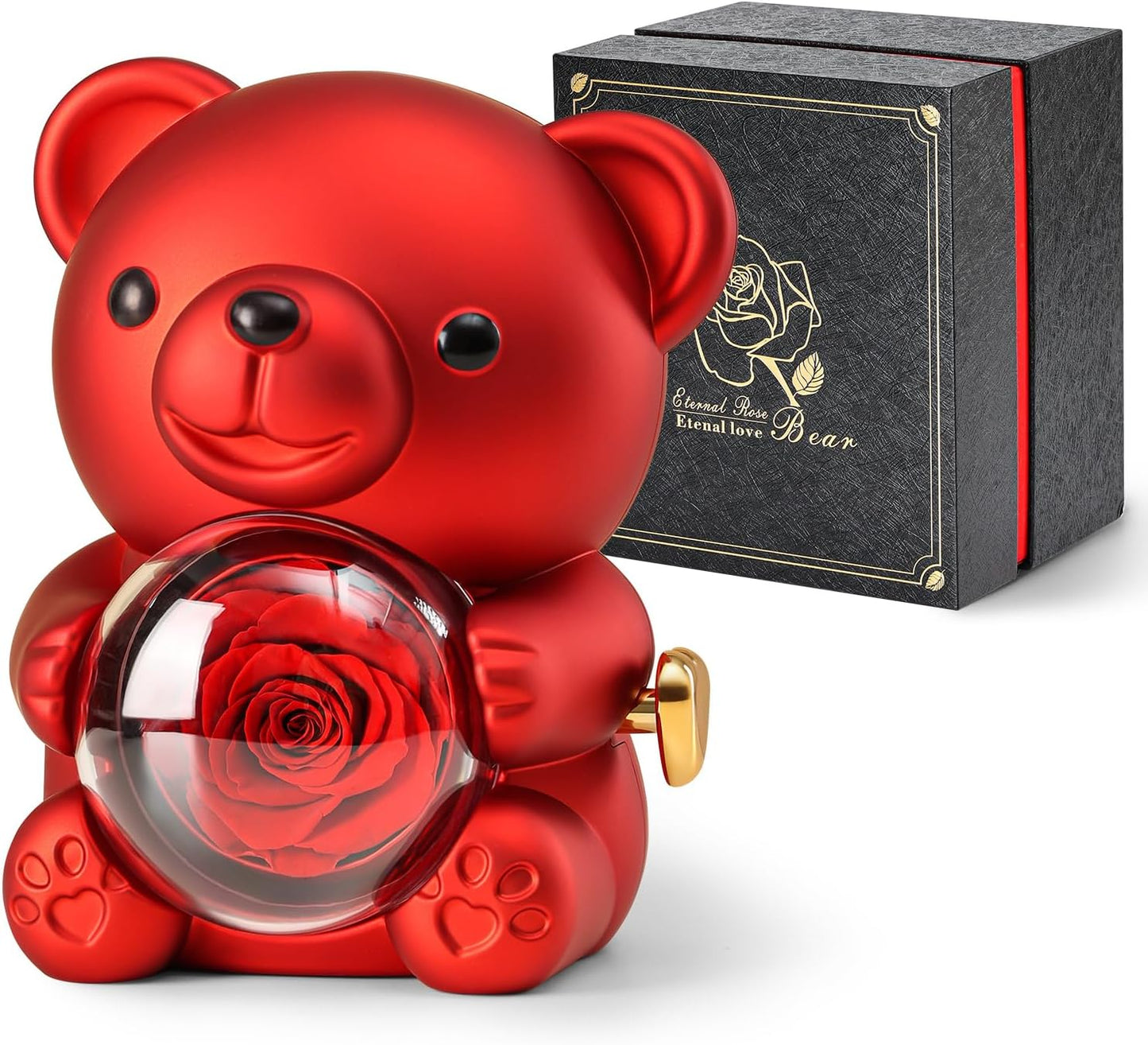 Teddy bear with preserved original rose