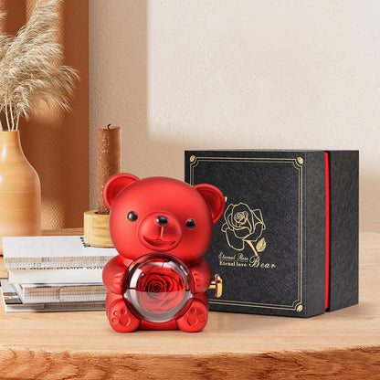 Teddy bear with preserved original rose